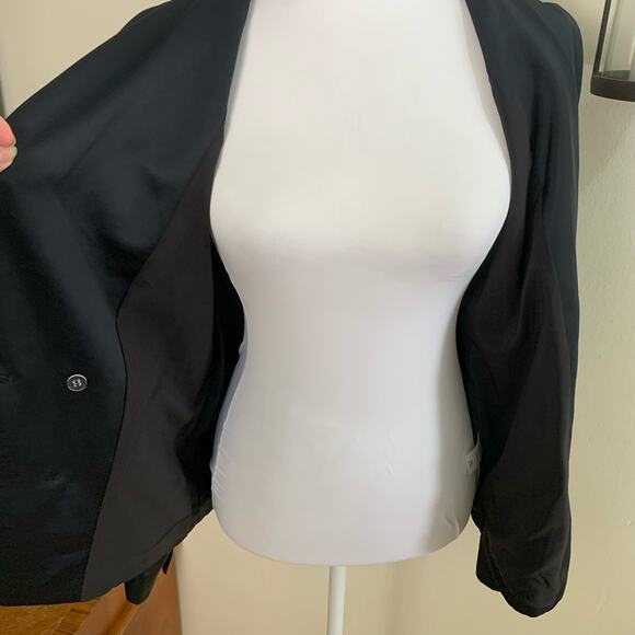 NEW Chelsea28 Size S Double Breasted Satin Blazer Jacket Black Career Evening - Picture 7 of 11